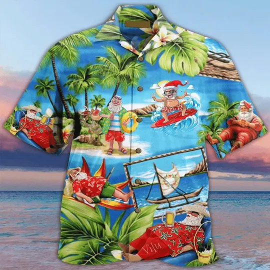 Discover Amazing Santa Claus On The Beach Hawaiian Shirt Summer Tropical Aloha Shirt