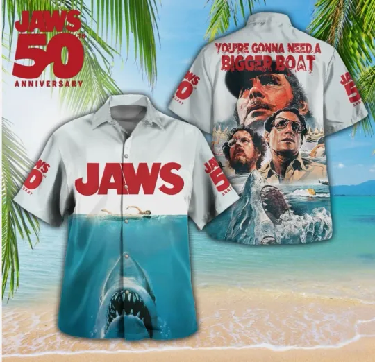 Jaws 3D Hawaiian Shirt for Men