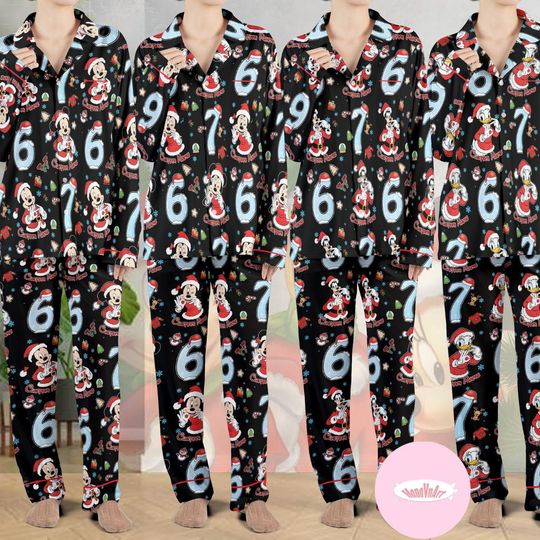 Discover Personalized All Characters Mickey and Friends Six Seven 6 7 Teen Slang Disney Christmas Pajamas Set, Family Christmas Pajamas Kids Adult