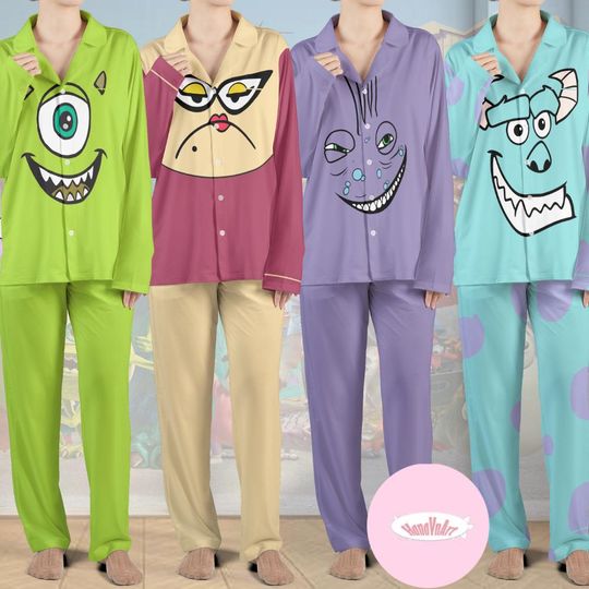 Discover All Characters Disney Monsters Inc Pajamas Set, Mike Wazowski Sully Randall Boggs Christmas Pajamas Kids Adult, Monsters University Costume
