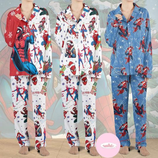 Discover Disney Spiderman Christmas Pajamas Set, Superhero Marvel Avengers Christmas Pajamas Kids Youth Adult, Spiderman Birthday Boy/Girl Pajamas