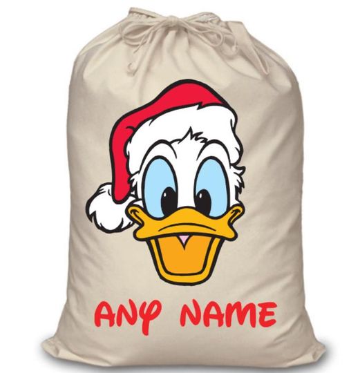 Discover Personalised Christmas present sack Donald Xmas Eve kids adults santa Gifts character gift Christmas Duck graphic design