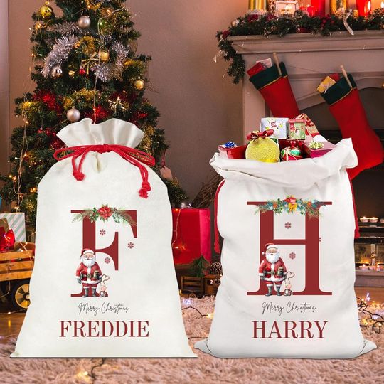 Discover Personalized Christmas Santa Sack: Initial & Name Gift Bag