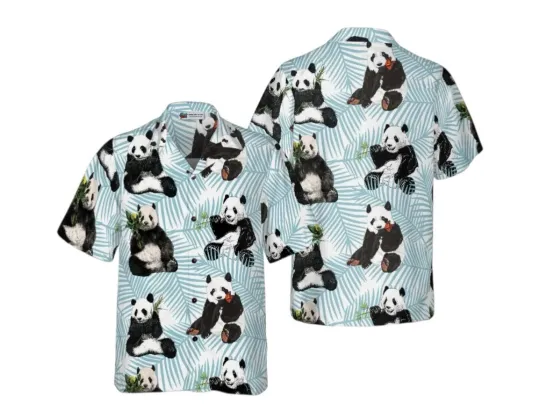 Discover Panda On Palm Leaves Hawaiian Shirt