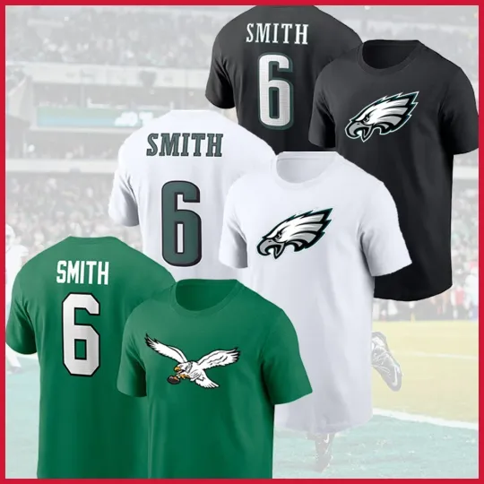 Discover DeVonta Smith #6 Philadelphia Eagles 3D T-Shirt with Player Name & Number Logo for Fans