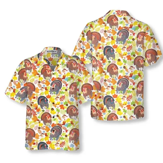 Fall For Thanksgiving Turkeys Hawaiian Shirt, Funny Thanksgiving Gobble Shirt
