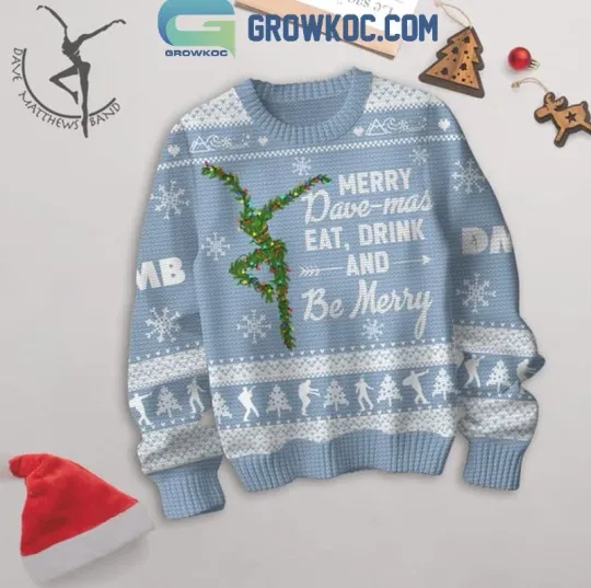 Dave Matthews Band Eat Drink And Be Merry Christmas Light Blue Ugly Sweater