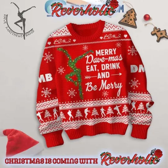 Dave Matthews Band Eat Drink And Be Merry Christmas Ugly Sweater Red