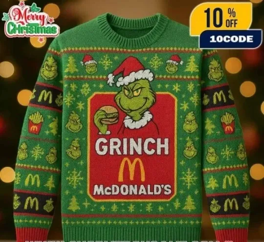 Discover funny character x McDonald Ugly Christmas Sweater Green Pullover