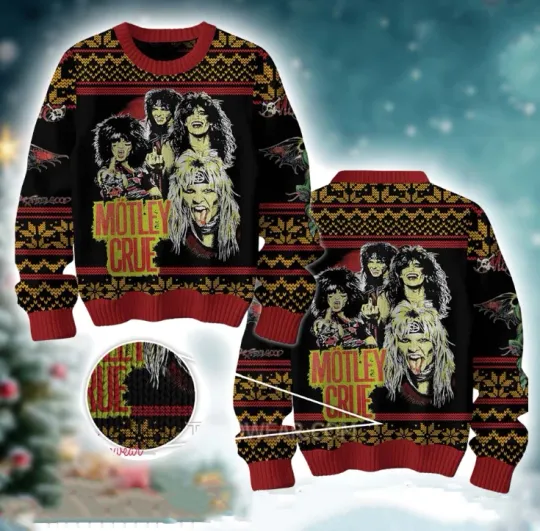 Discover Motley Crue Band 2025 Ugly Christmas Sweater