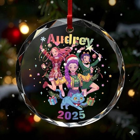 Custom Kpop Girl Band Huntrix Christmas Ornament, KPOP Demon Hunter Christmas Keepsake