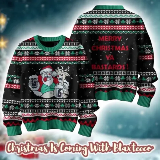 Discover Dropkick Murphys Funny Drunk Santa Merry Christmas Ya Bastards Xmas Ugly Sweater