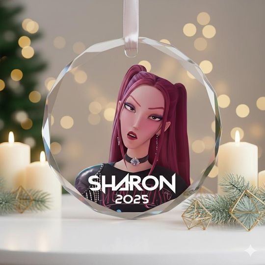 Custom Kpop Huntrix Mira Rumi Zoey Glass Acrylic Ceramic Ornament, Kpop Demon Hunter Ornament