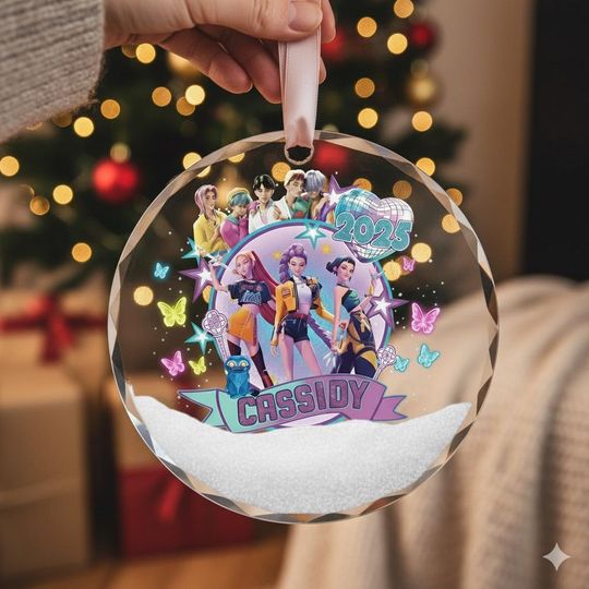 Custom Name KPOP Ornament, KPOP Christmas Keepsake, Huntrix Ornament, Mira Rumi Zoey Ornament