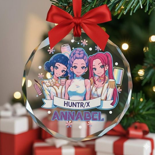 Personalized Huntrix Christmas Glass Ornament,Custom Kpop Demon Hunter Ornament