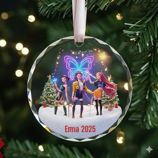 Personalized Name KPOP Ornament, KPOP Christmas Keepsake, Huntrix Ornament
