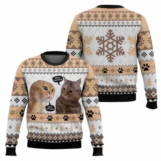 Discover Two Cats Talking Meme Ugly Christmas Sweater