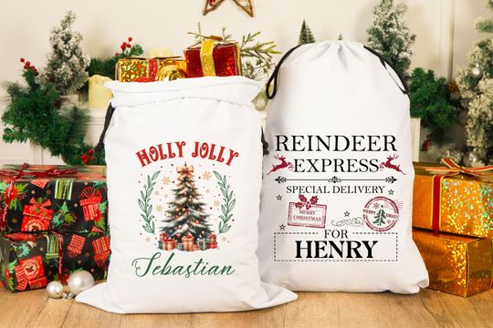 Discover Custom Christmas Gift Bag for Kids, North Pole Santa Sack, Large Persents Bag