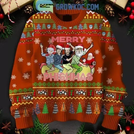 Discover Phish Band Merry Phishmas Christmas Red Design Ugly Sweater 3D