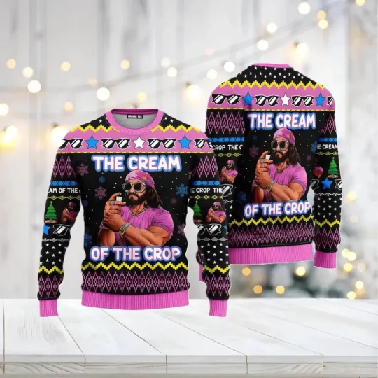 Discover Macho Man Christmas Sweater • Cream of the Crop Ugly Xmas Sweater • Funny Retro