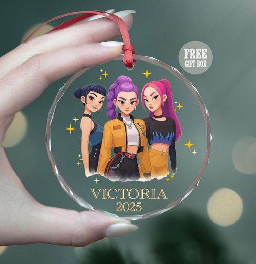 Discover Personalized KPOP Demon Hunters Ornament, Huntrix Mira Zoey Rumi Keepsake, Custom Kpop Christmas Gift
