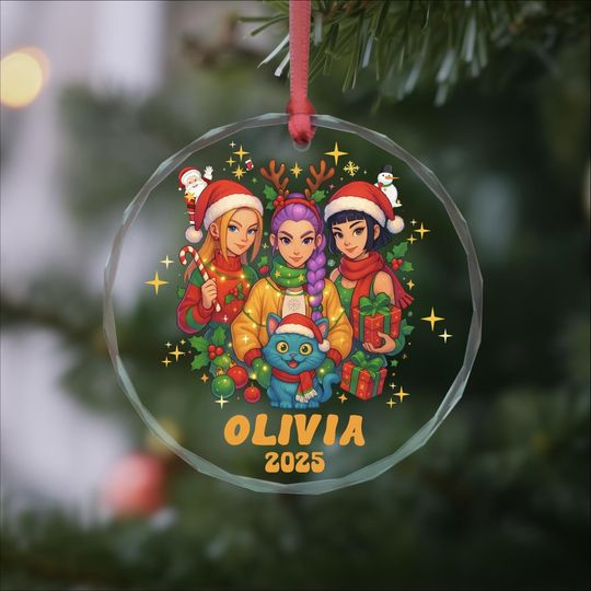 Personalized KPOP Demon Hunters Christmas Ornament, Huntrix Mira Zoey Rumi Keepsake