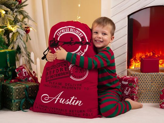 Discover Personalized Large Santa Bag,Christmas Santa Sack with Name,Christmas Gift Bag ,Santa Delivery Sack, Personalized Kids Sack