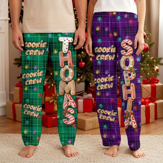 Discover Family Personalized Christmas Pants, Custom Name Gingerbread Pajamas Pant, Christmas Gift For Family Kid Matching Outfit.Xmas Sweatpants