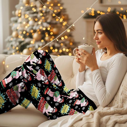 Discover Trendy Six Seven Meme Christmas Pajama Pants, Santa Says Six Seven Satin Pajamas Pants, Six Seven Pjs Pants, 67 Christmas Pjs Gift