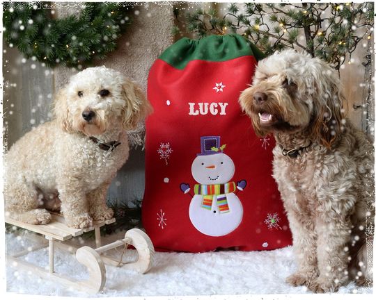 Discover Personalised Deluxe Family Christmas Sack | Printed Felt Holiday Bag
