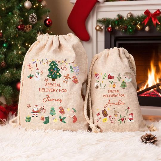Discover Personalized Large Santa Sack, Christmas Family Santa Bag,Custom Name Santa Gift Bag,Christmas Gift Bags,Holiday Gift Bag,Xmas Gift for Kids