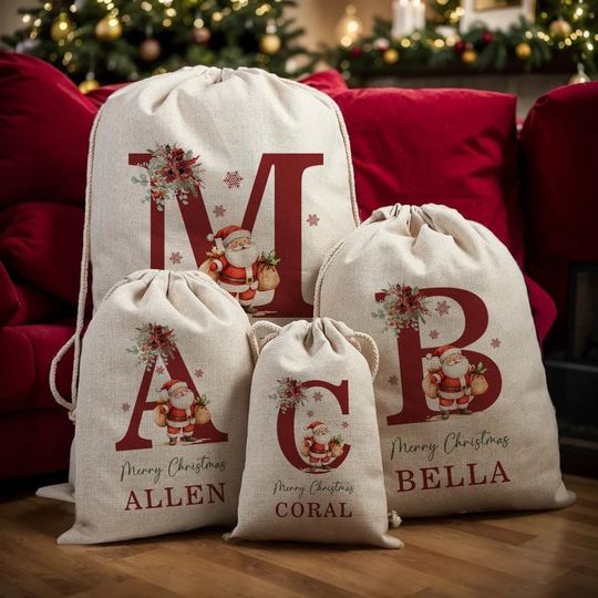 Discover Gift Christmas Sack,Personalised Santa sack,Christmas Toy Sack Name Initial, Kids Present Gift Bag,xmas gift sack,Christmas decor,Santa Sack