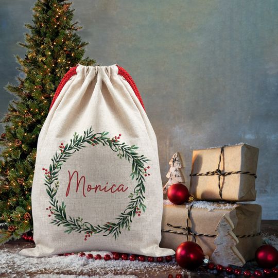 Discover Personalised Christmas Santa Sack,Kids Adults Red With Reindeer and Personalised With Any Name,Personalised santa sack,Custom Christmas sack