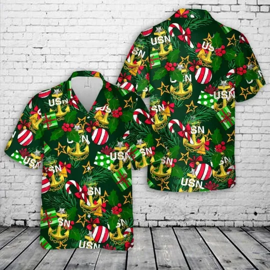 Discover Us Navy Hawaiian Shirt US Navy Senior Chief Anchor Christmas Hawaiian Shirt Mili