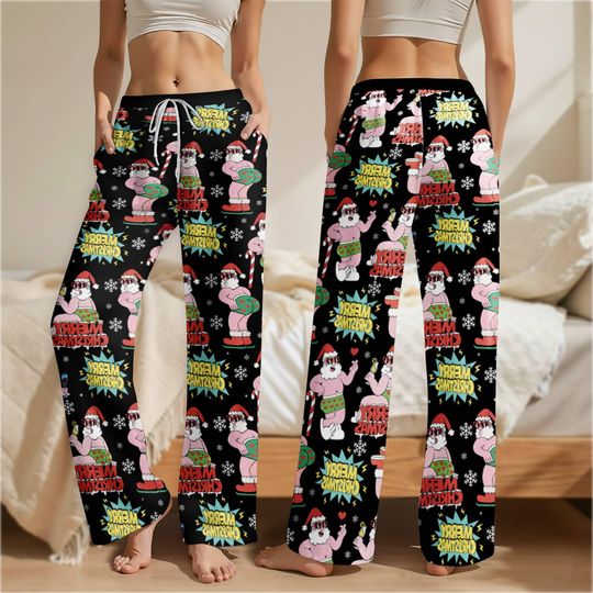Discover Funny Santa Meme Christmas Silky Satin Pajama Pants, Santa Clause Christmas Pants Gifts, Trending Christmas Pants Sleepwear, Family Pajamas