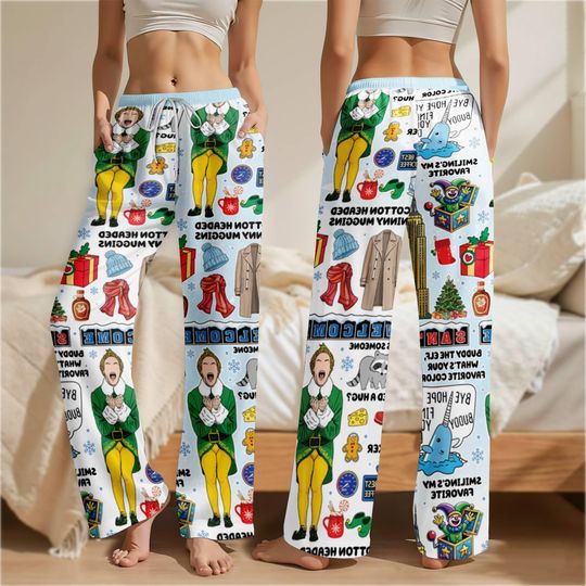 Buddy The Elf Pajamas Pants, Funny Christmas Holiday Party, Elf Movie Xmas Sleepwear Pants Christmas Gift For Family 2025 Matching Pjms