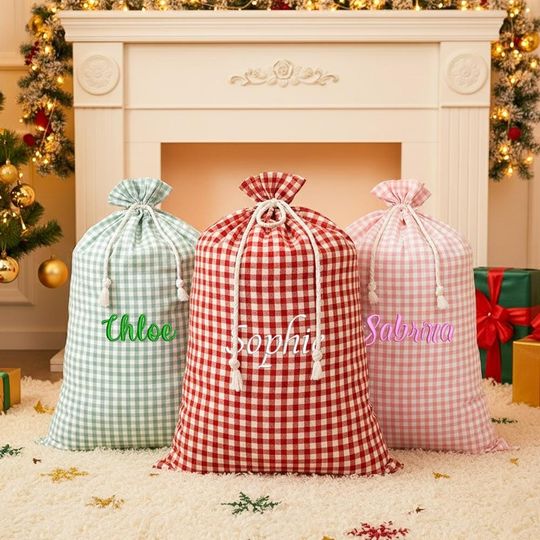 Discover Embroidered Christmas Backpack, Personalized Santa Sack Bag (50x70cm)