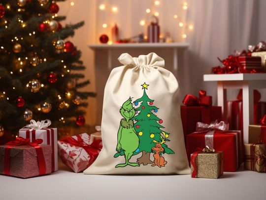 Custom "Merry Grin" Favor Bag - Kids Xmas Goodie Bag