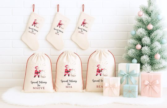 Discover Personalised Santa Sack, Christmas Sack, Personalized Christmas Stocking, Christmas Personalised Stocking,  Father Christmas Gift Bag, Xmas