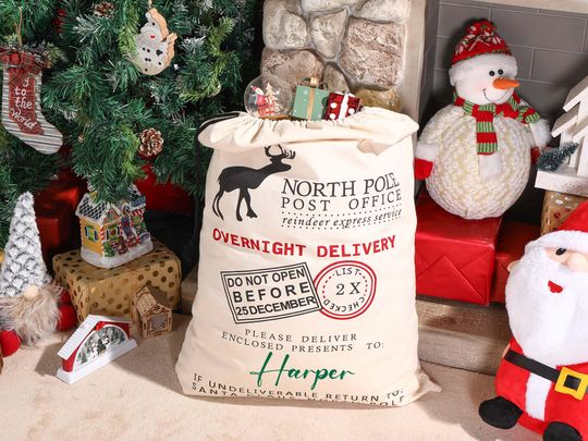 Discover Custom Large Santa Sack Bags,Personalized Name Gift Christmas Sack,First Christmas Gift,Kids Present Gift Bag,Santa Delivery Sack