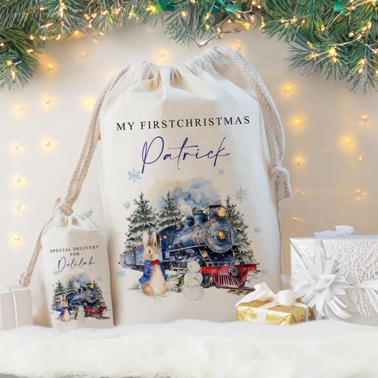 Discover Personalised large Santa CHRISTMAS SACK , Little rabbit Christmas express toy sack with name gift for children