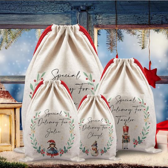 Discover Personalised Santa Sack, Christmas Present Sack, My first Christmas Santa Sack, Christmas Gift Bag, Christmas Keepsake, Christmas Eve Bag
