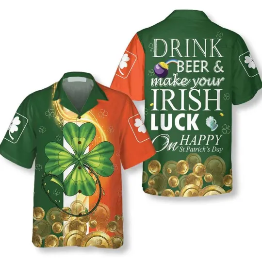 Discover Irish Luck On St Patricks Day Hawaiian Shirt, St Patricks Day Shirt