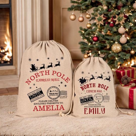 Discover Custom Name Christmas Santa Bag,Christmas Gift Bags for Kids and Adults,Santa Delivery Sack,Extra Large Santa Bag,Personalized Christmas Bag