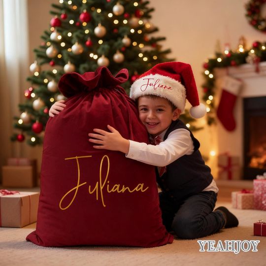 Discover Personalized Velvet Santa Sack, Christmas Gift Bag