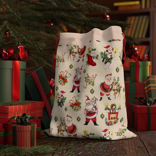 Discover Vintage Christmas Santa Sack | Vintage Christmas Decor | Christmas Gift Bag | Christmas Stocking | Gift Ideas