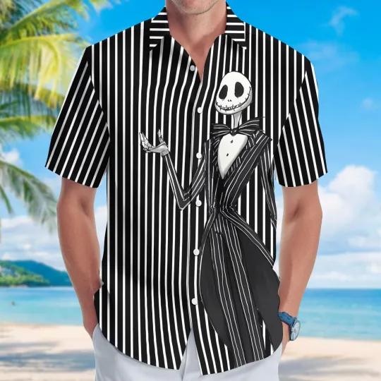 Discover Halloween Jack Skellington Costume Cosplay Disney Movie Hawaiian Shirt