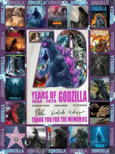god zilla 70th Anniversary Fleece Blanket 1954–2024