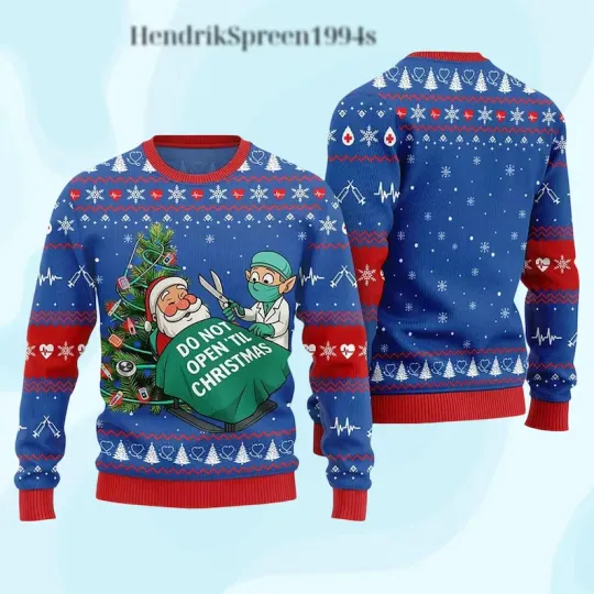 Discover Ugly Christmas Sweater Funny SANTA Surgery Doctor Nurse Medical Holiday Jumper