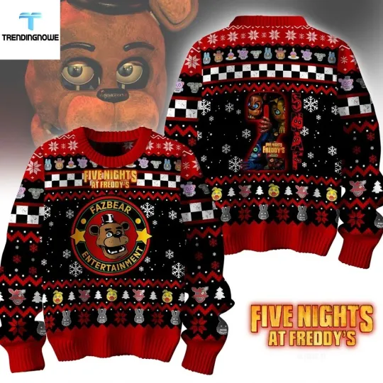 Discover Five Night Ugly Christmas Sweater 2025 Fnaf Holiday Knit Pullover